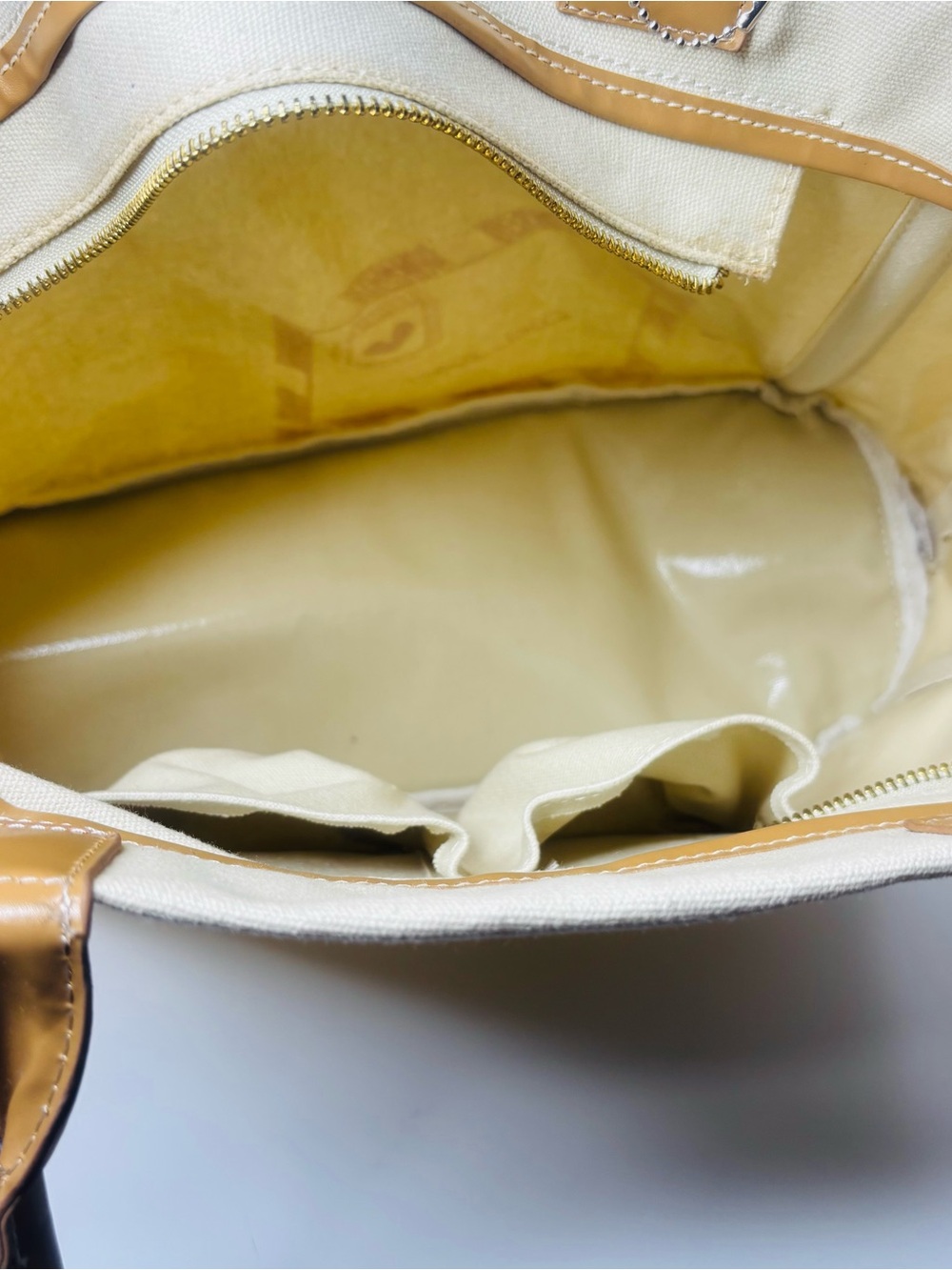 Cream Canvas Tote with Tan Handles - Picture 9 of 9